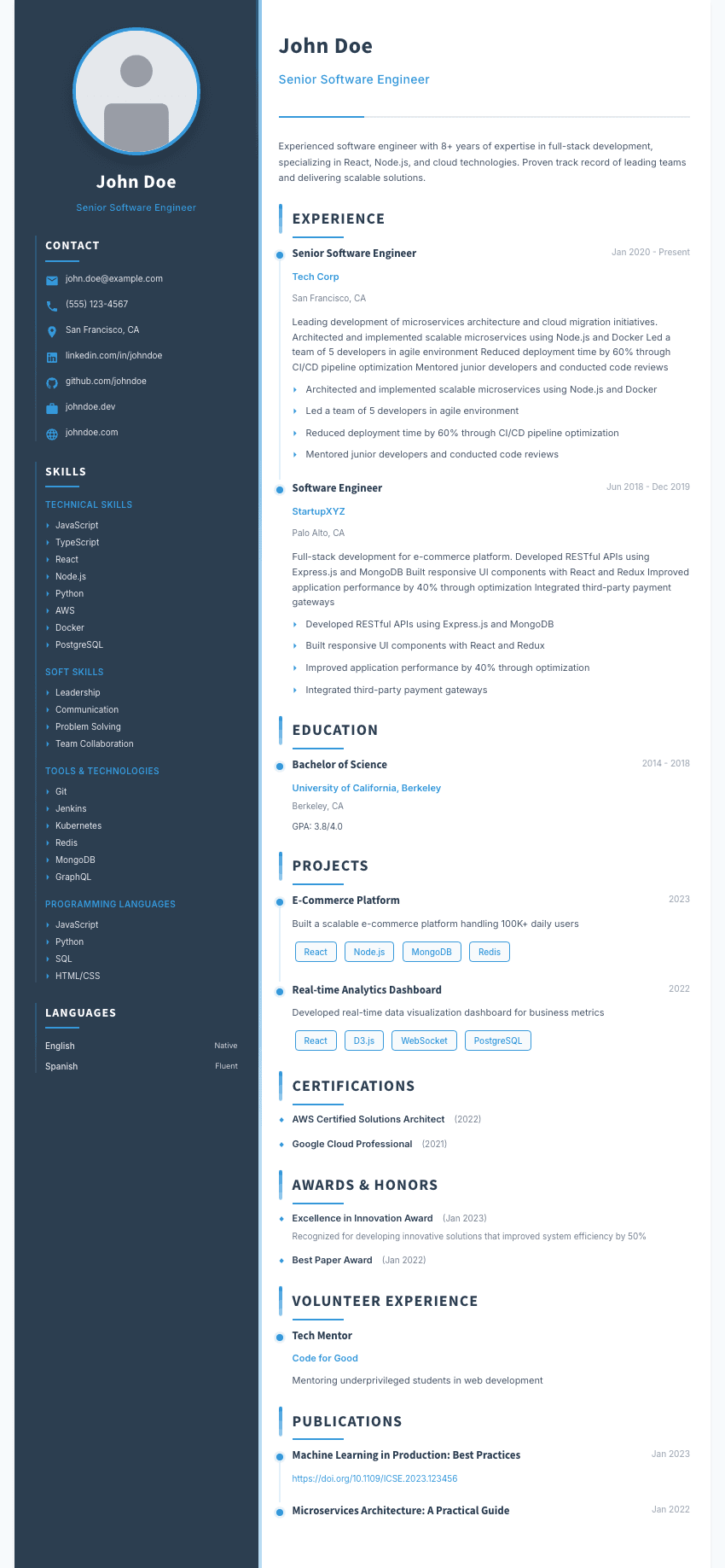 Bridge resume template - Two-column photo-based design with flowing information layout - Professional and recruiter-friendly. Premium professional resume template for ATS optimization.