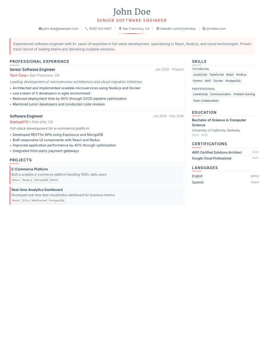 Essence resume template - Minimalist design focused on essential content with elegant typography. Premium professional resume template for ATS optimization.