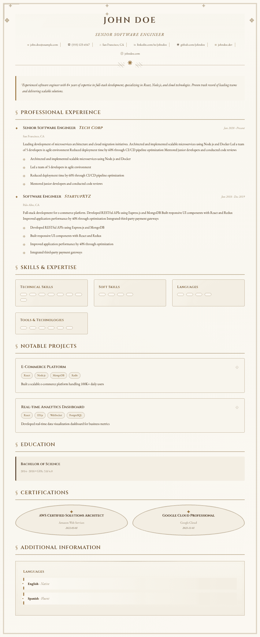 Fresco resume template - Timeless art-inspired customizable template with Renaissance aesthetics and classical typography. Premium professional resume template for ATS optimization.