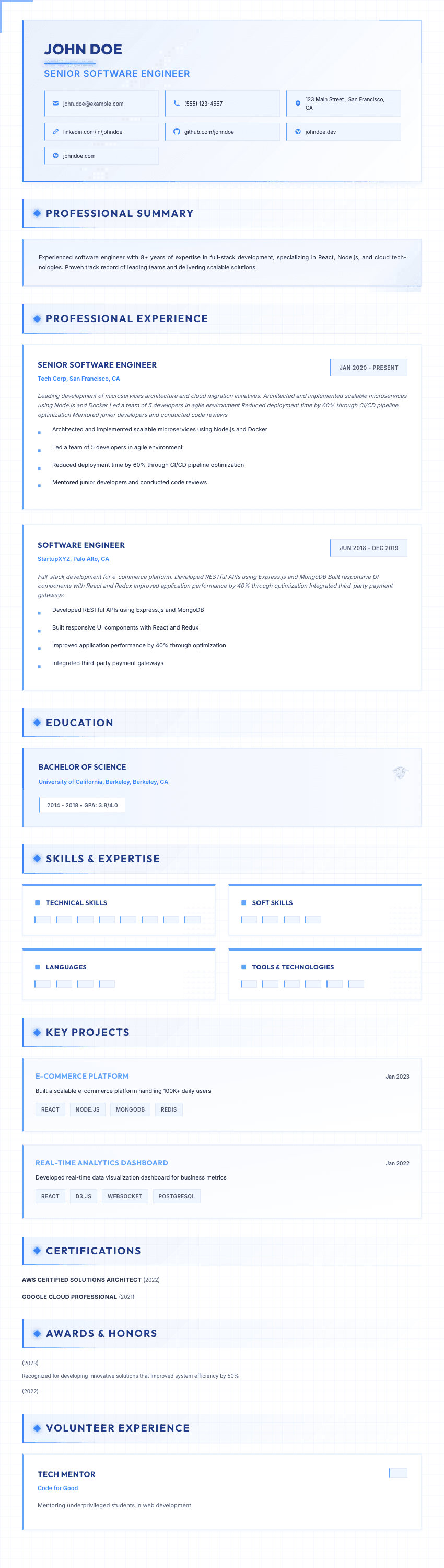 Matrix resume template - Tech-inspired grid structure with modern design - ATS optimized with cutting-edge visual elements. Premium professional resume template for ATS optimization.