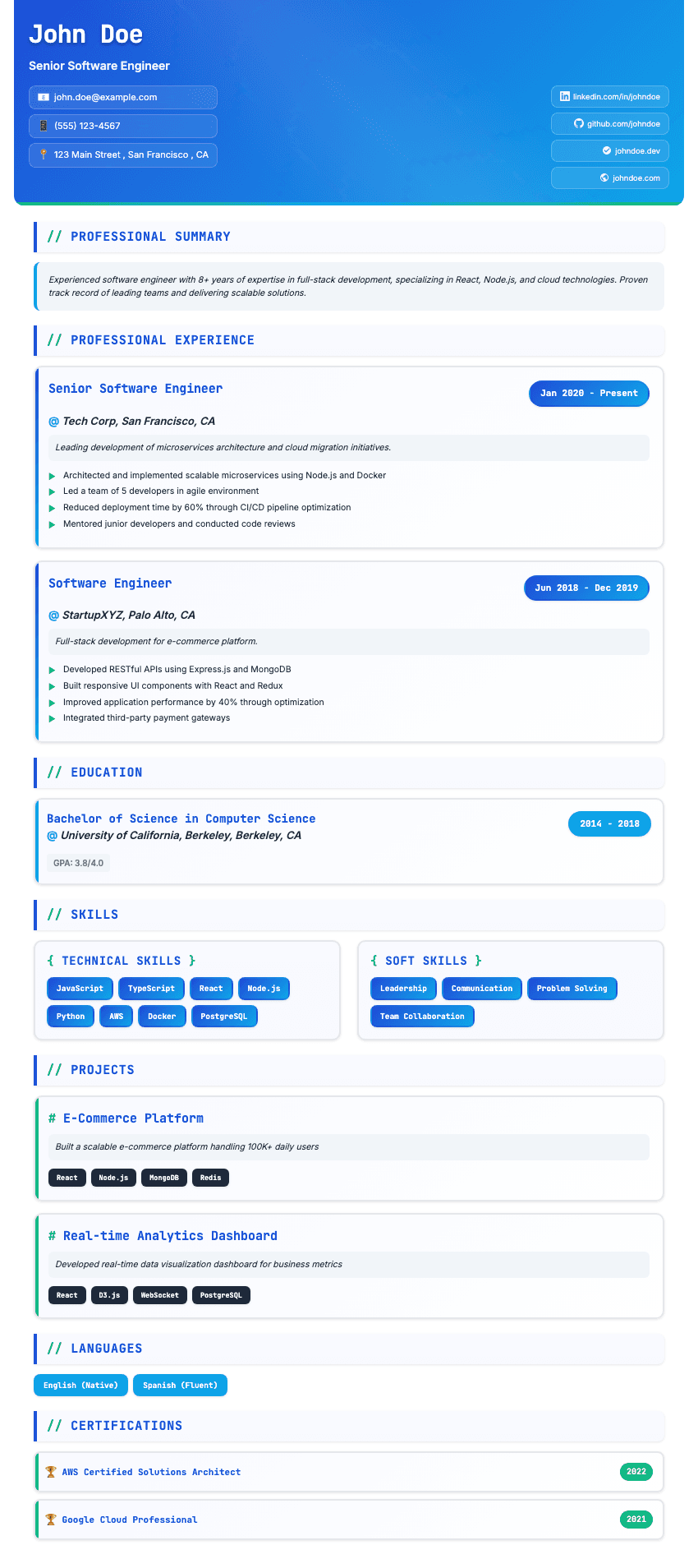 Tech Focused resume template - Optimized for technology roles. Premium professional resume template for ATS optimization.